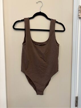 a new day Chocolate Brown Scoop-Neck Tank Bodysuit
